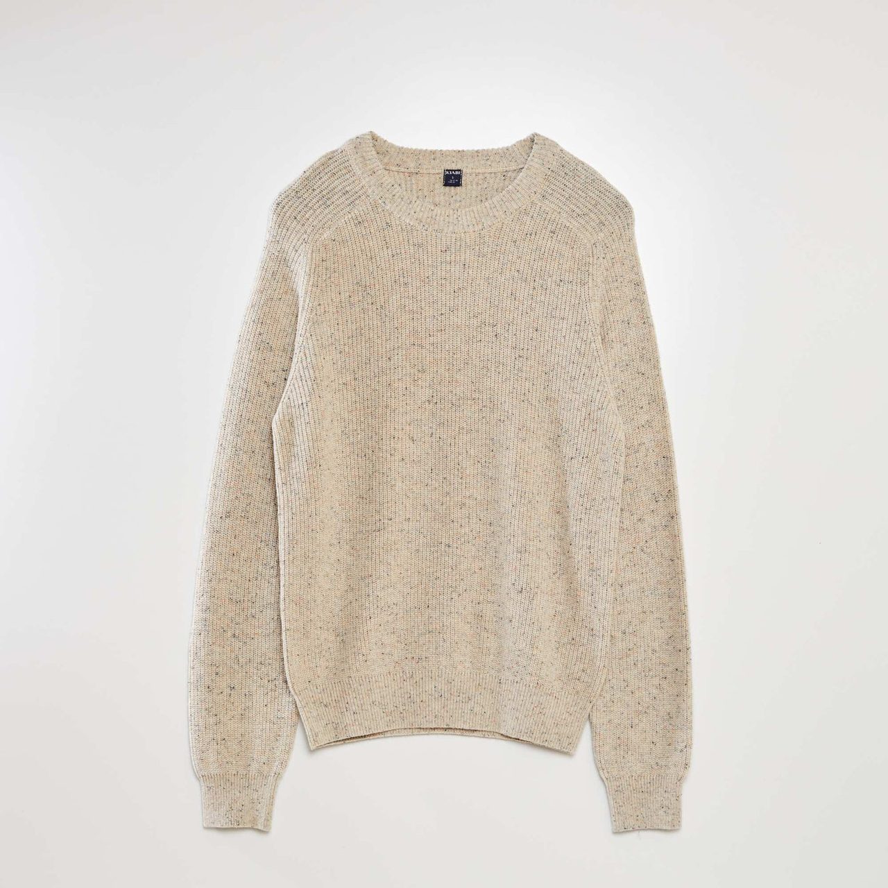 Pull maille chinée beige