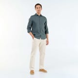 Chemise en lin kaki 2