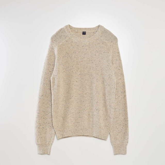Pull maille chinée beige